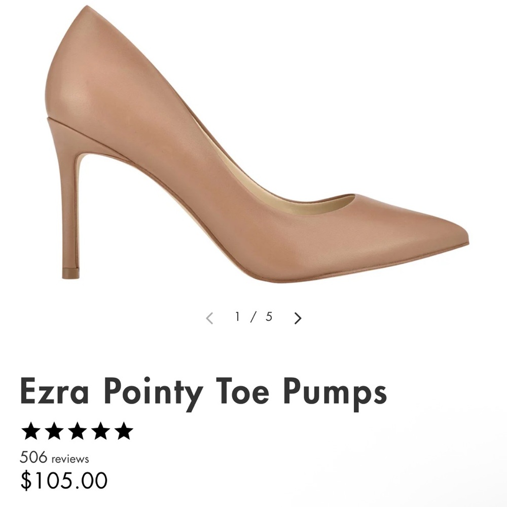 Nine West LEATHER Tan Stiletto Heels Classic Pointy Toe Pumps - Picture 5 of 6